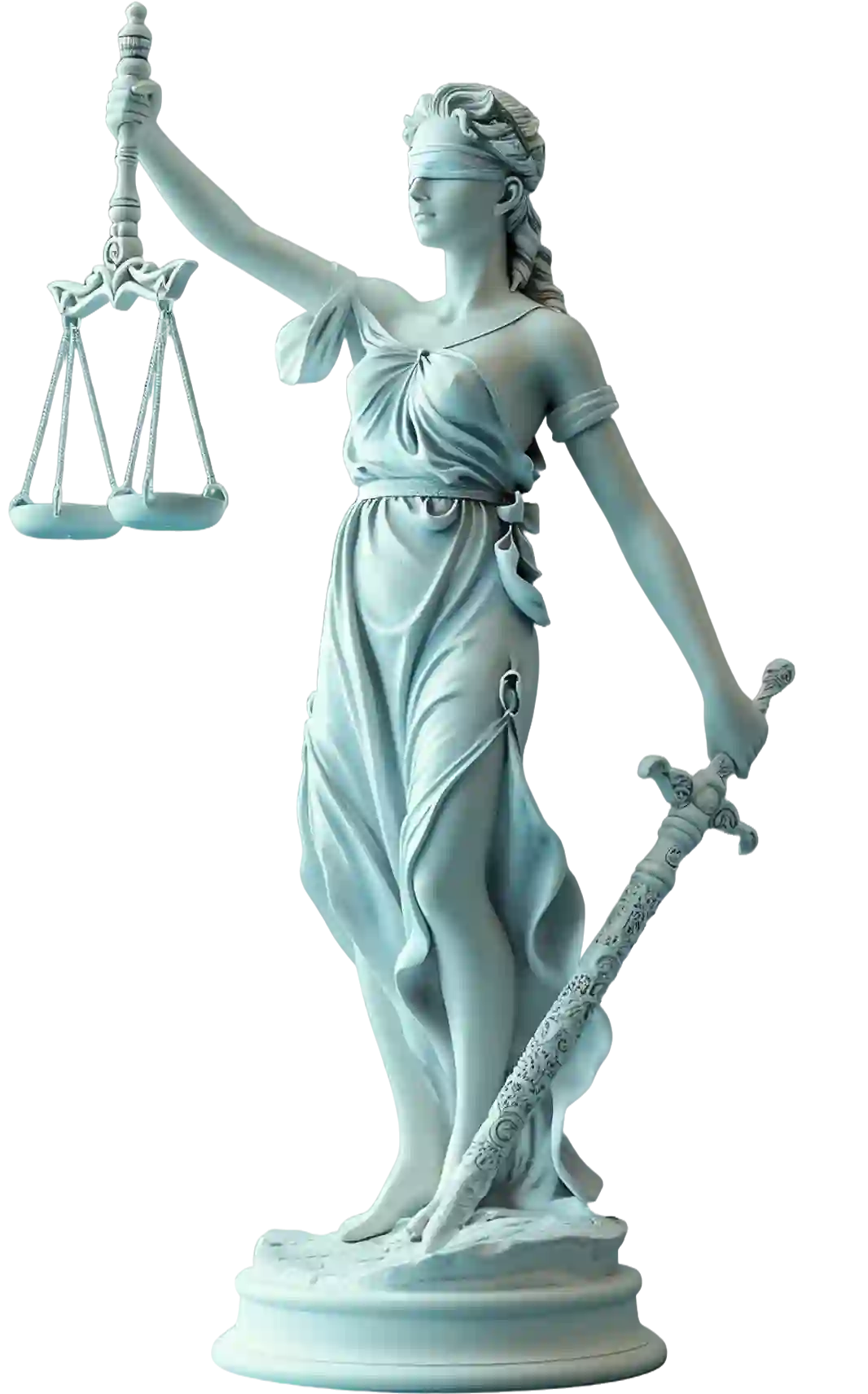 Estatua de la justicia, símbolo de la firma de abogados Iuris Investment en Cartagena